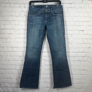 7 For All Mankind Women's A Pocket Flared Denim Jeans Med Wash Size 26 Inseam 29